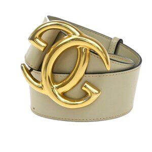 GUCCI GG Logo Interlocking Belt 65 Leather Beige 128-082825